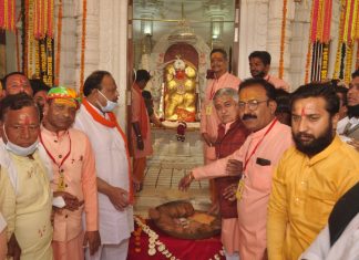 जय -जयकार की गूंज के बीच नवनिर्मित अष्टकोणीय मंदिर में बिराजे श्री मेहंदी कुई बालाजी महाराज